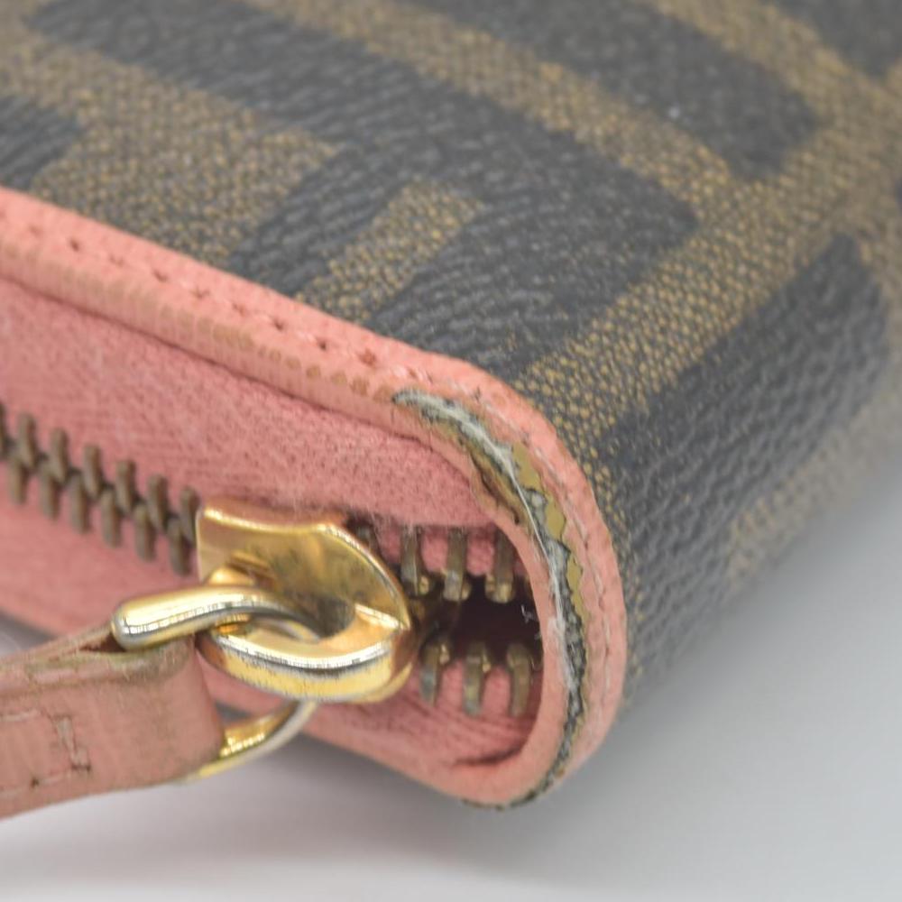 Fendi  Zucca Spalmati Vitello Elite Zip Around Wallet  Ciclamino CONSIGNMENT
