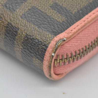Fendi  Zucca Spalmati Vitello Elite Zip Around Wallet  Ciclamino CONSIGNMENT