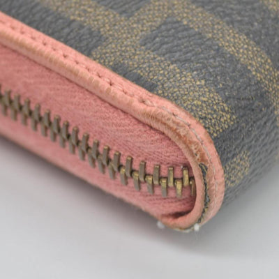 Fendi  Zucca Spalmati Vitello Elite Zip Around Wallet  Ciclamino CONSIGNMENT