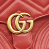 GUCCI Calfskin Matelasse Small GG Marmont Top Handle Shoulder Bag Hibiscus Red