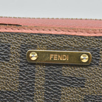 Fendi  Zucca Spalmati Vitello Elite Zip Around Wallet  Ciclamino CONSIGNMENT