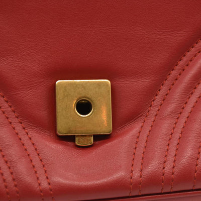GUCCI Calfskin Matelasse Small GG Marmont Top Handle Shoulder Bag Hibiscus Red