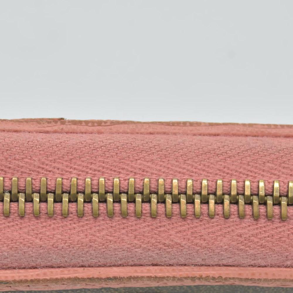 Fendi  Zucca Spalmati Vitello Elite Zip Around Wallet  Ciclamino CONSIGNMENT