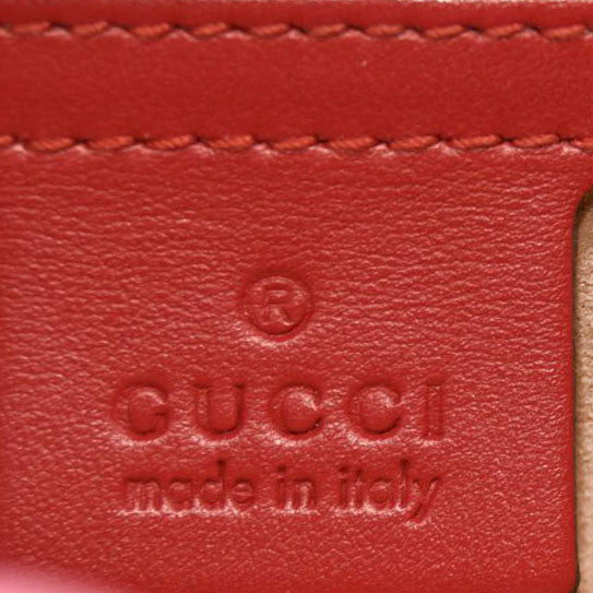 GUCCI Calfskin Matelasse Small GG Marmont Top Handle Shoulder Bag Hibiscus Red