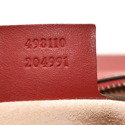 GUCCI Calfskin Matelasse Small GG Marmont Top Handle Shoulder Bag Hibiscus Red