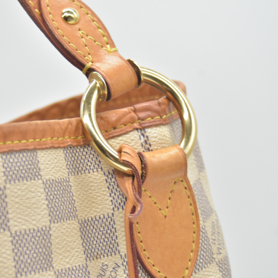$1250 2017 Louis Vuitton Damier Azur Delightful PM Rose Ballerine RI4127