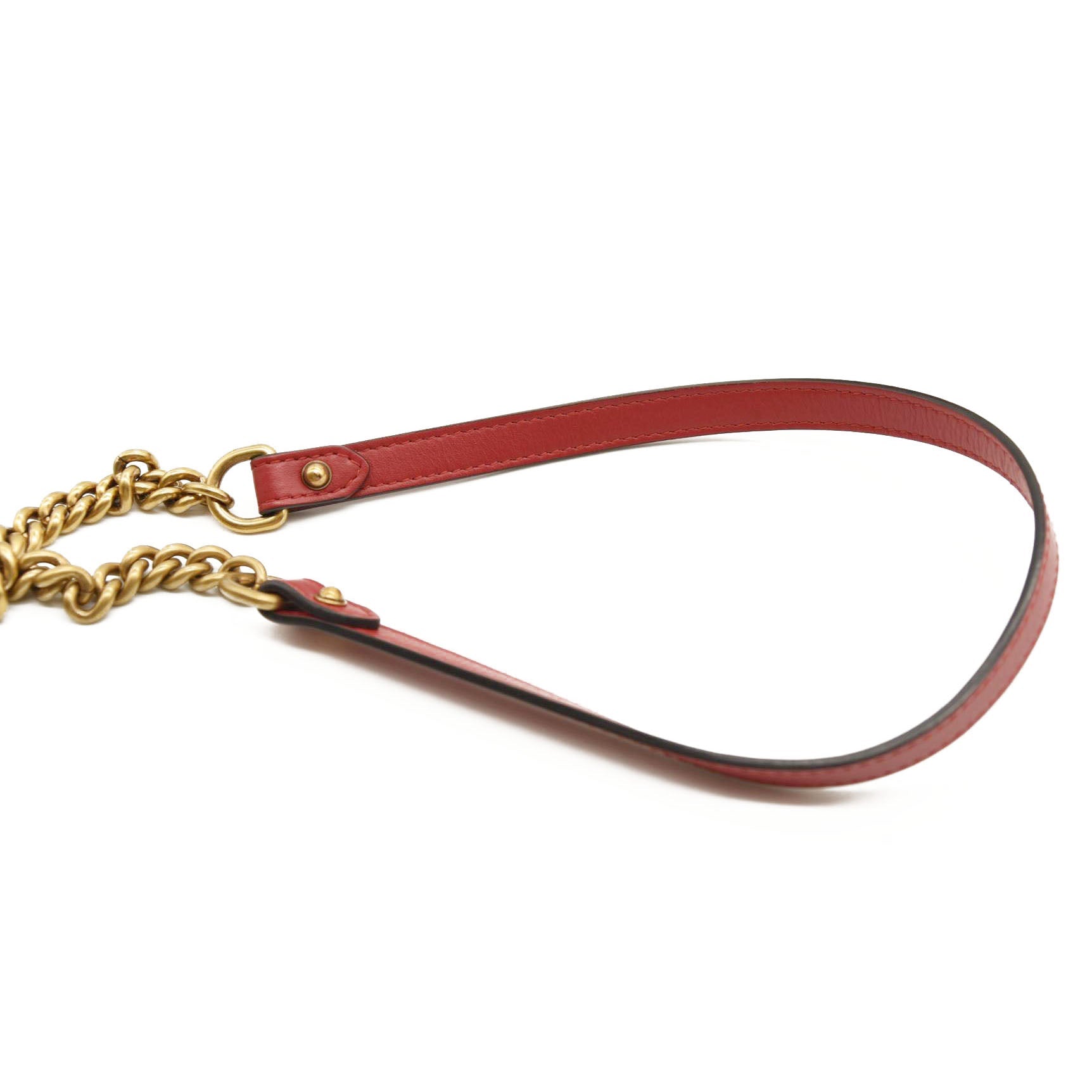 GUCCI Calfskin Matelasse Small GG Marmont Top Handle Shoulder Bag Hibiscus Red