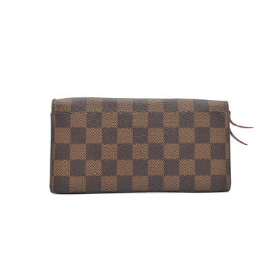 $615 Louis Vuitton Damier Ebene Emilie Wallet Red CONSIGNMENT