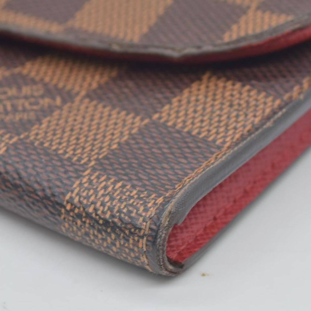 $615 Louis Vuitton Damier Ebene Emilie Wallet Red CONSIGNMENT