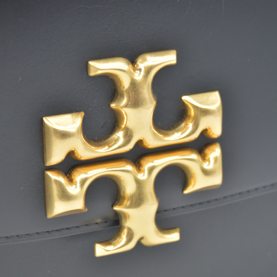 $800 Tory Burch Eleanor Convertible Shoulder Bag Black Gold