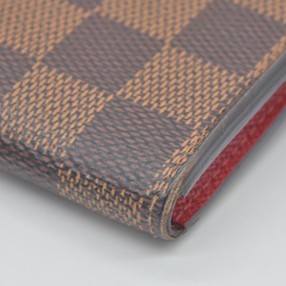 $615 Louis Vuitton Damier Ebene Emilie Wallet Red CONSIGNMENT