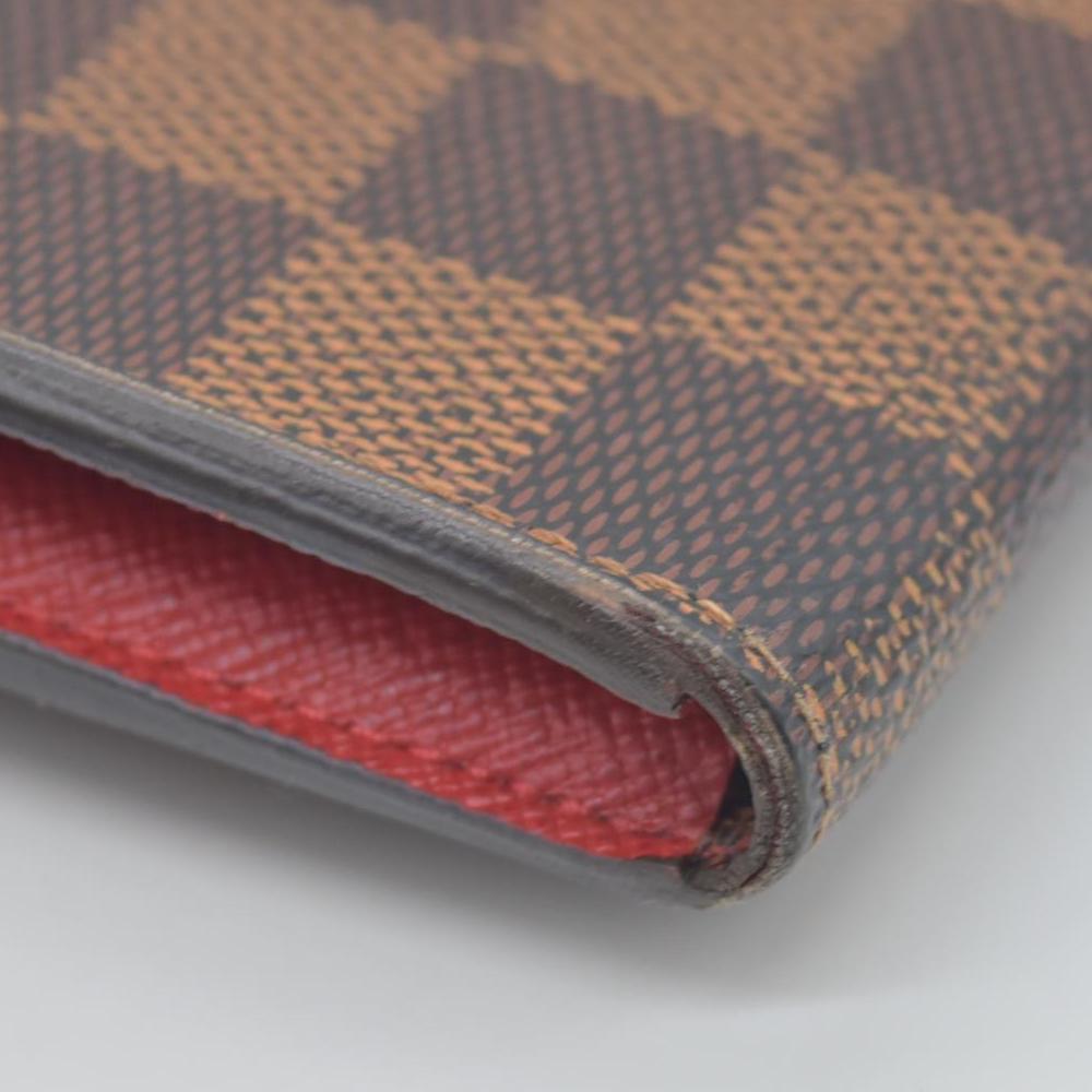 $615 Louis Vuitton Damier Ebene Emilie Wallet Red CONSIGNMENT
