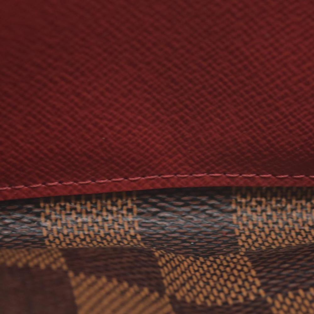 $615 Louis Vuitton Damier Ebene Emilie Wallet Red CONSIGNMENT