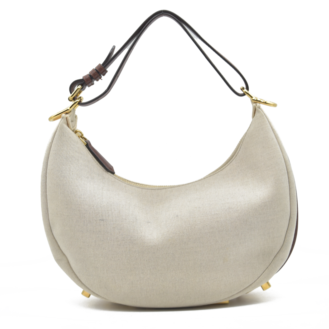 $2800 Fendi Beige Canvas Fendigraphy Small Hobo Shoulder Bag Handbag