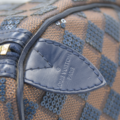 $2700 2013 Louis Vuitton Damier Paillettes Speedy 30 Blue SR2123