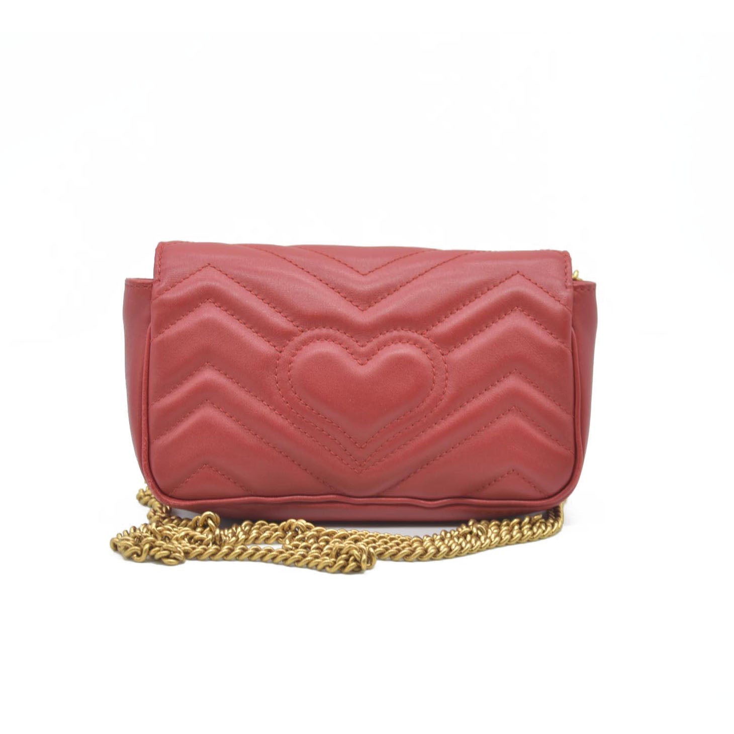 $1550 Gucci Leather Marmont Super Mini Red
