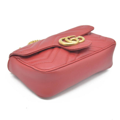 $1550 Gucci Leather Marmont Super Mini Red