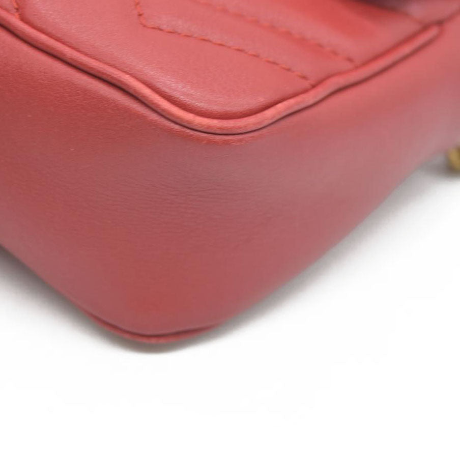 $1550 Gucci Leather Marmont Super Mini Red