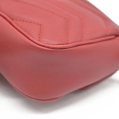 $1550 Gucci Leather Marmont Super Mini Red