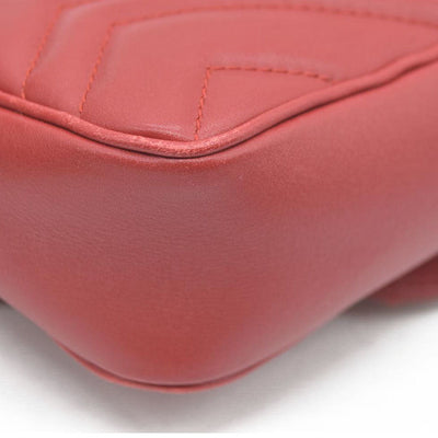 $1550 Gucci Leather Marmont Super Mini Red