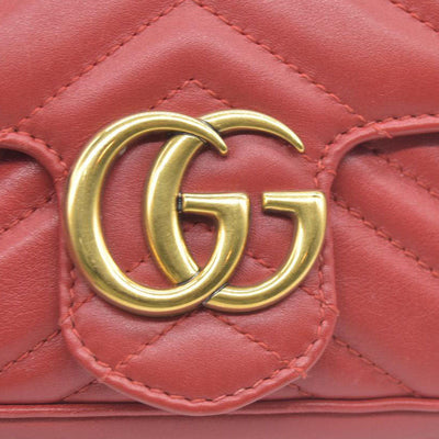 $1550 Gucci Leather Marmont Super Mini Red
