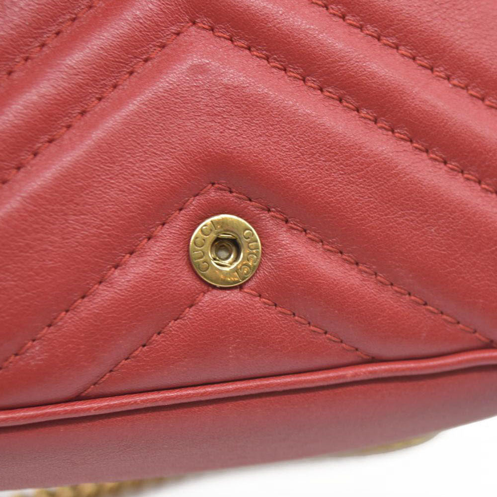$1550 Gucci Leather Marmont Super Mini Red