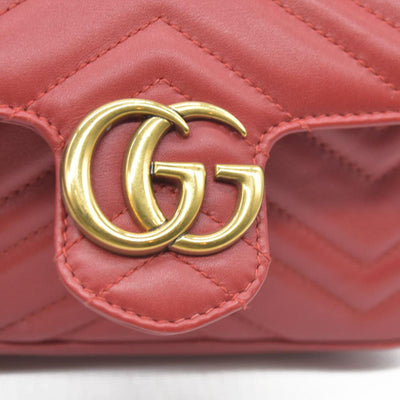 $1550 Gucci Leather Marmont Super Mini Red
