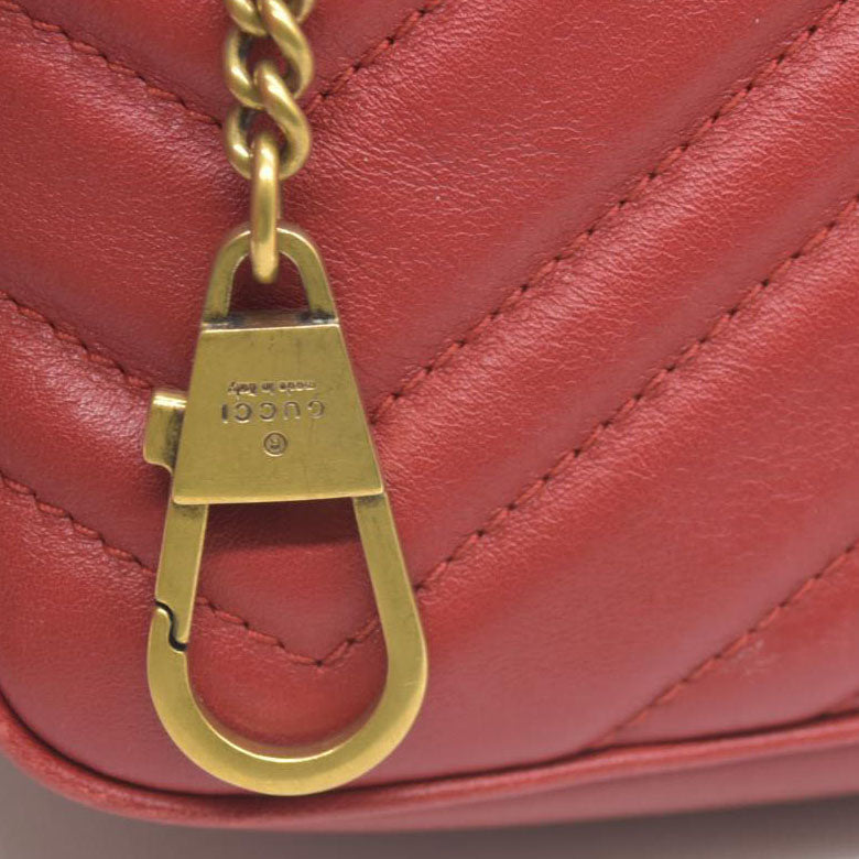 $1550 Gucci Leather Marmont Super Mini Red