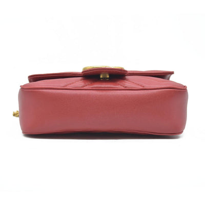 $1550 Gucci Leather Marmont Super Mini Red