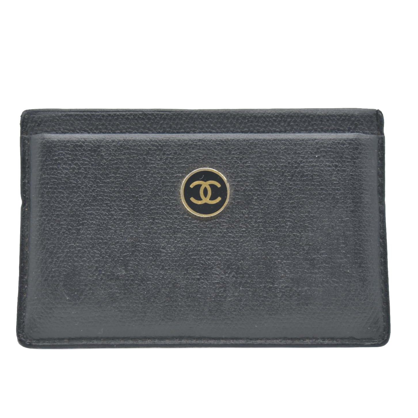 $575 Chanel Smooth Leather CC Card Holder Black CONSIGNMENT