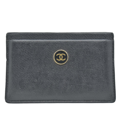 $575 Chanel Smooth Leather CC Card Holder Black CONSIGNMENT