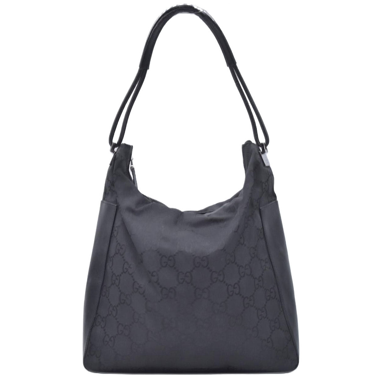 $850 Vintage Gucci Canvas Zip Shoulder Hobo Black CONSIGNMENT
