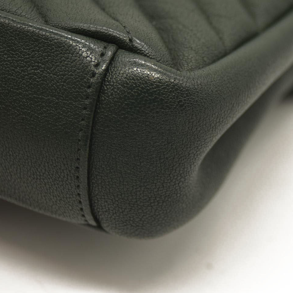 SAINT LAURENT  Sheepskin Matelasse Chevron Monogram Medium College Bag Dark Green