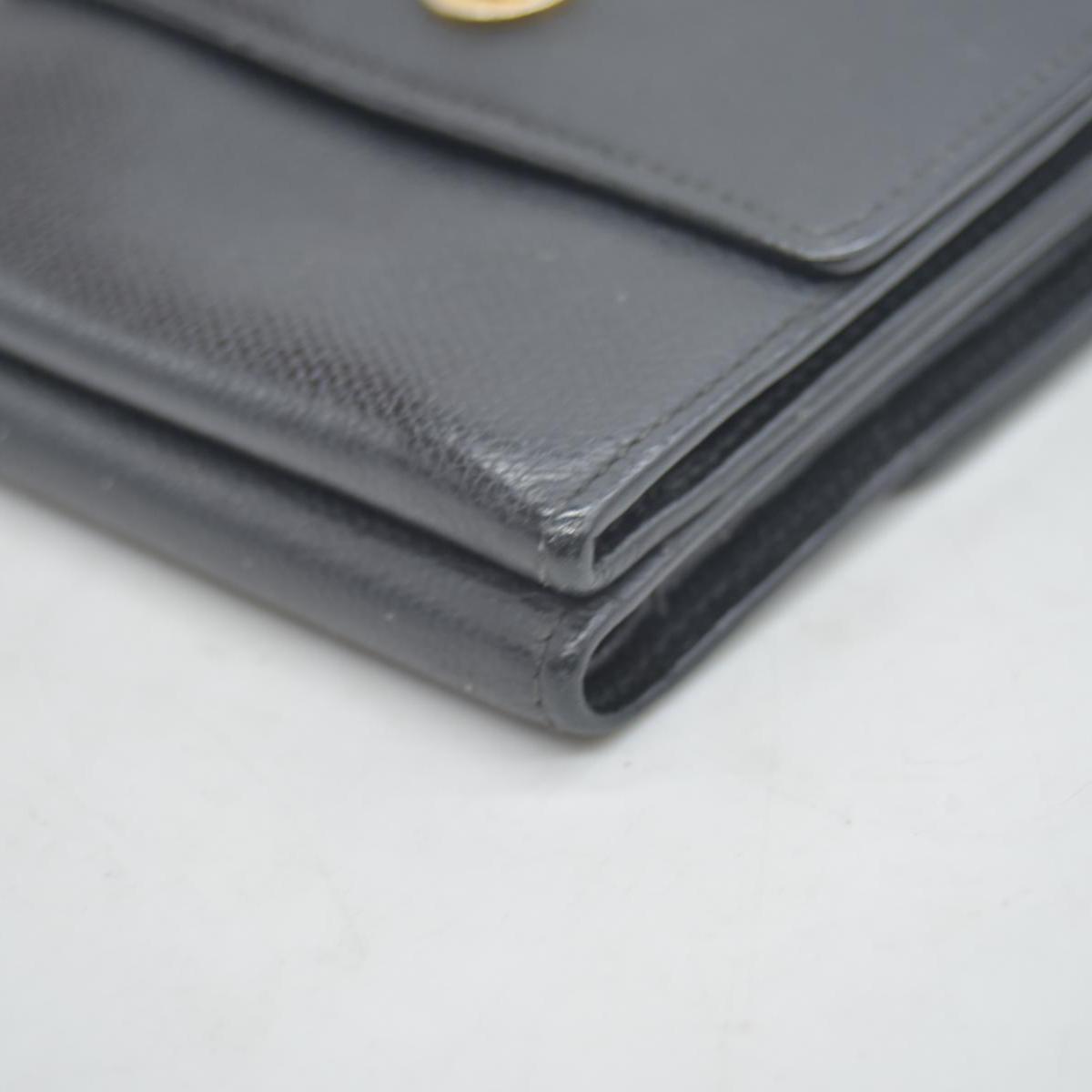 $609 Chanel Black Calfskin Leather Mini Coco Button Trifold Compact Wallet CONSIGNMENT