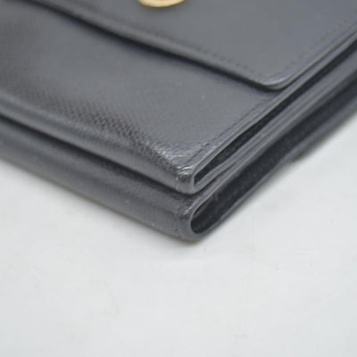 $609 Chanel Black Calfskin Leather Mini Coco Button Trifold Compact Wallet CONSIGNMENT