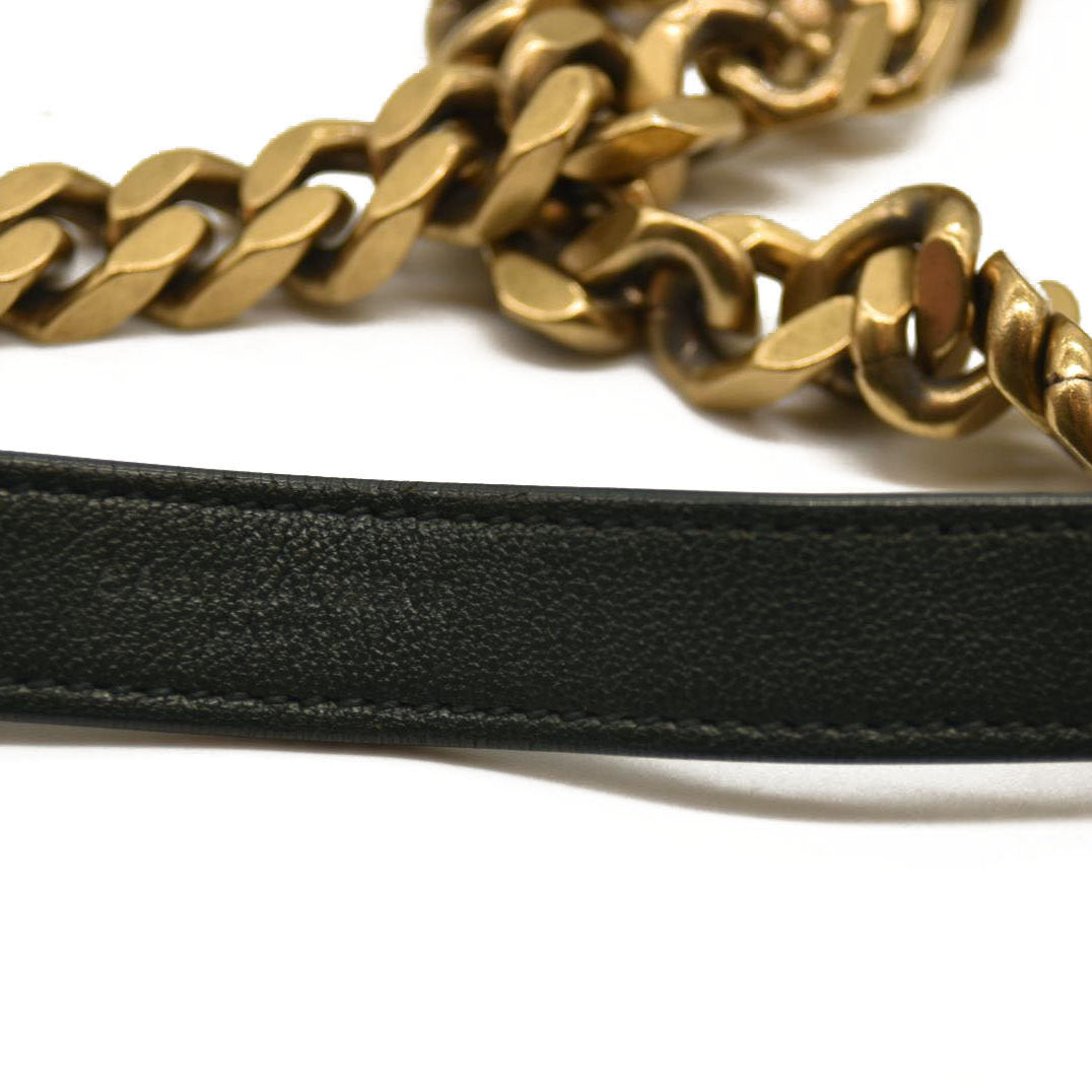 SAINT LAURENT  Sheepskin Matelasse Chevron Monogram Medium College Bag Dark Green