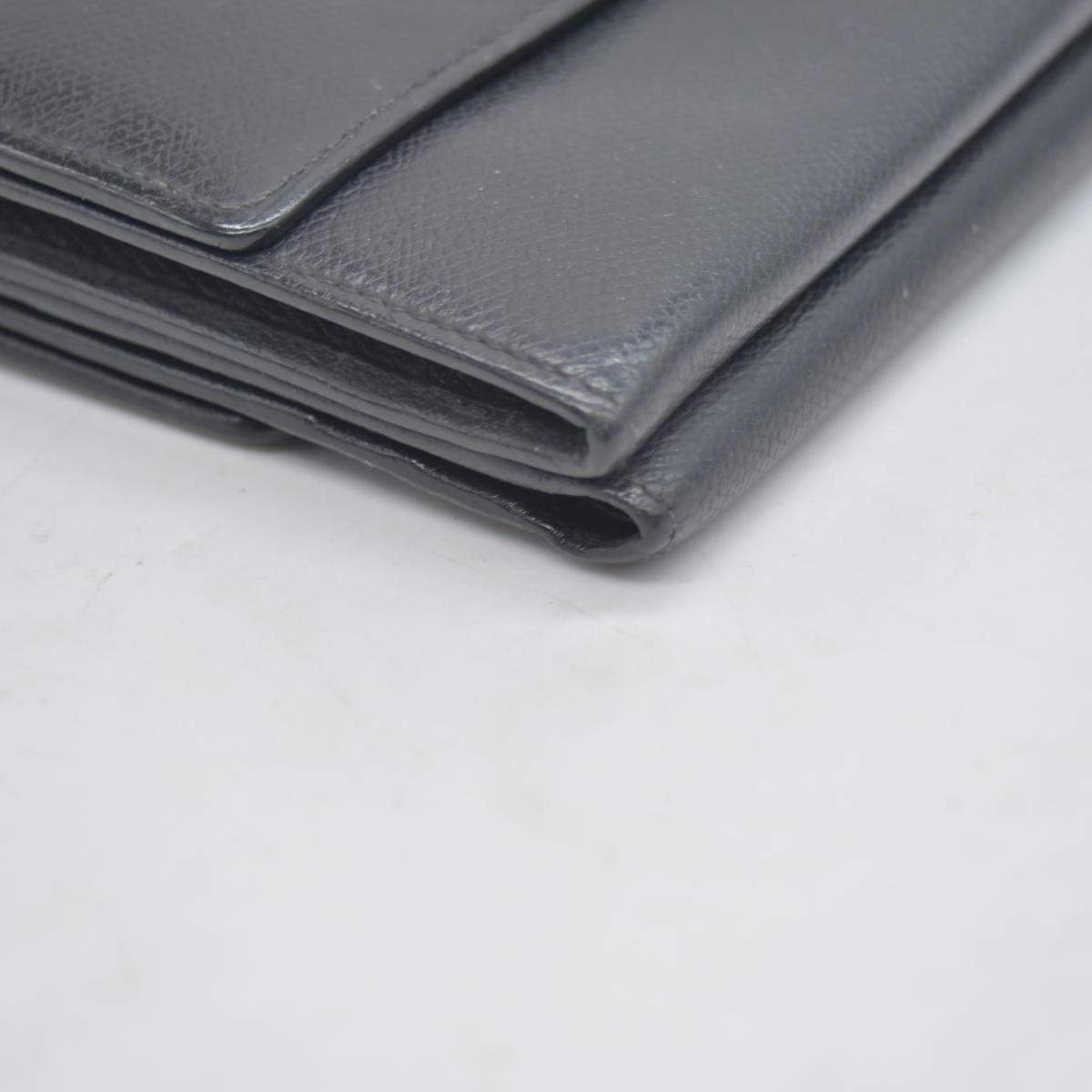 $609 Chanel Black Calfskin Leather Mini Coco Button Trifold Compact Wallet CONSIGNMENT