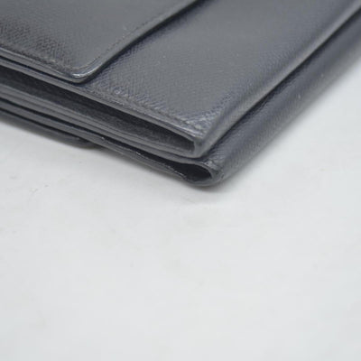 $609 Chanel Black Calfskin Leather Mini Coco Button Trifold Compact Wallet CONSIGNMENT