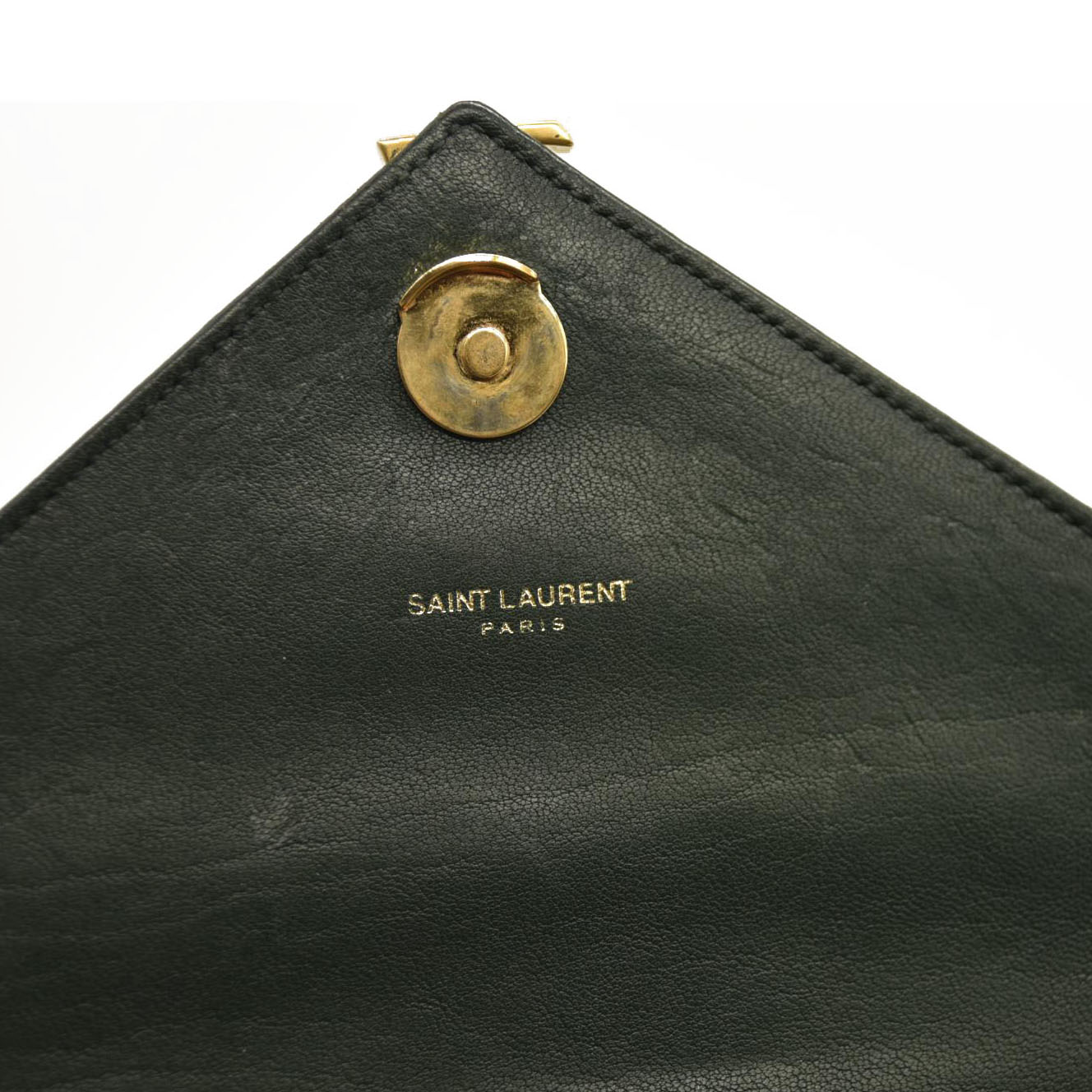SAINT LAURENT  Sheepskin Matelasse Chevron Monogram Medium College Bag Dark Green