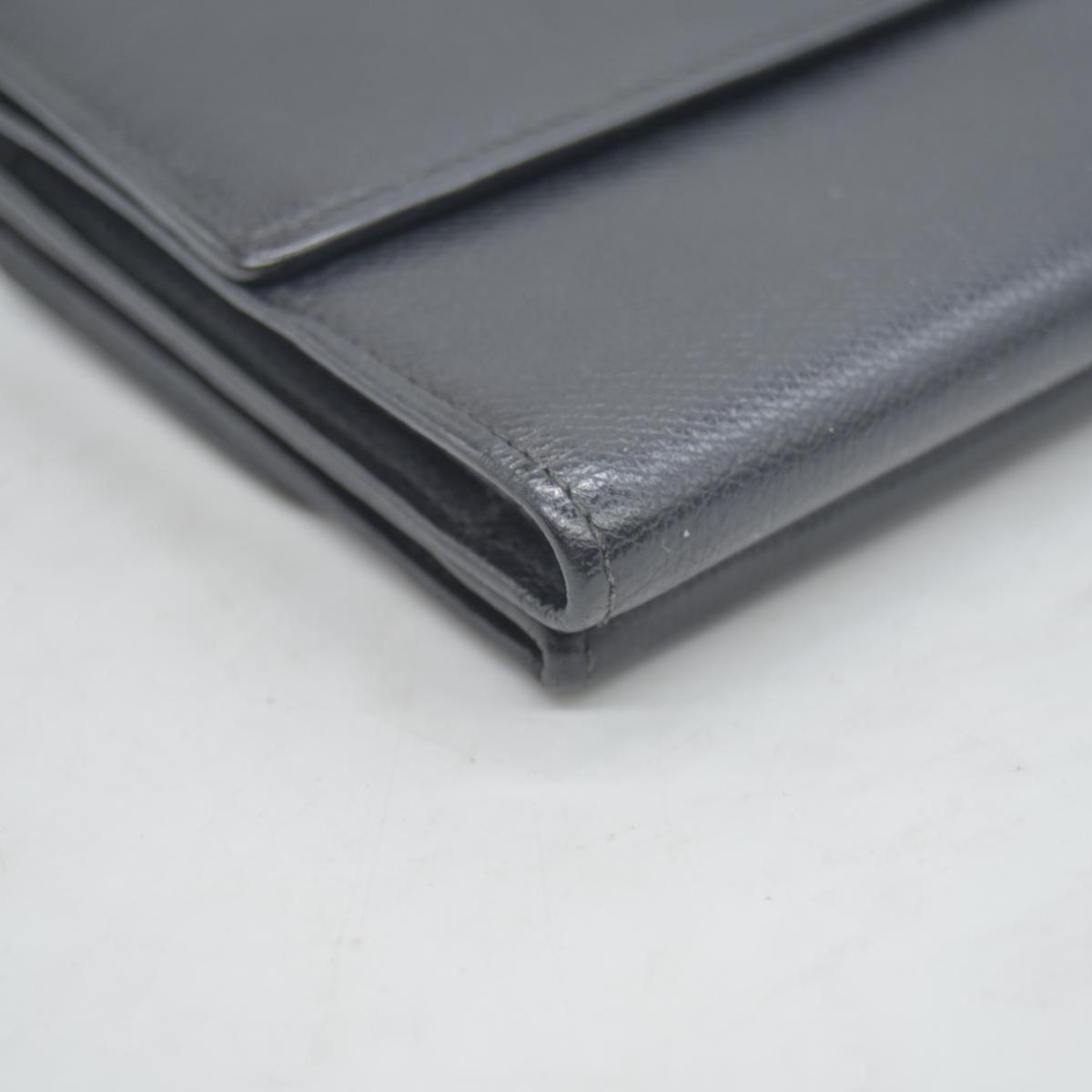 $609 Chanel Black Calfskin Leather Mini Coco Button Trifold Compact Wallet CONSIGNMENT