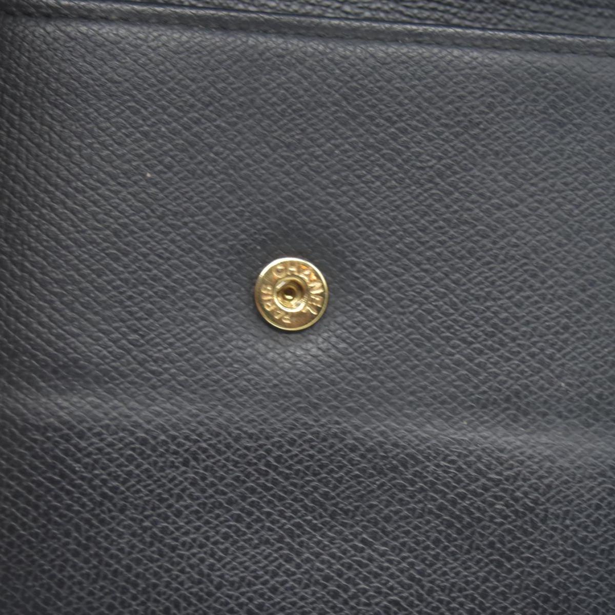 $609 Chanel Black Calfskin Leather Mini Coco Button Trifold Compact Wallet CONSIGNMENT