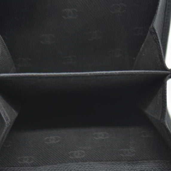 $609 Chanel Black Calfskin Leather Mini Coco Button Trifold Compact Wallet CONSIGNMENT