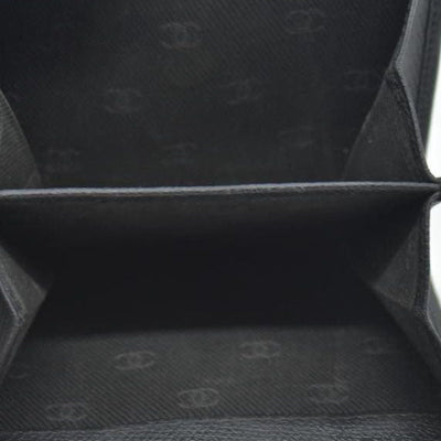 $609 Chanel Black Calfskin Leather Mini Coco Button Trifold Compact Wallet CONSIGNMENT