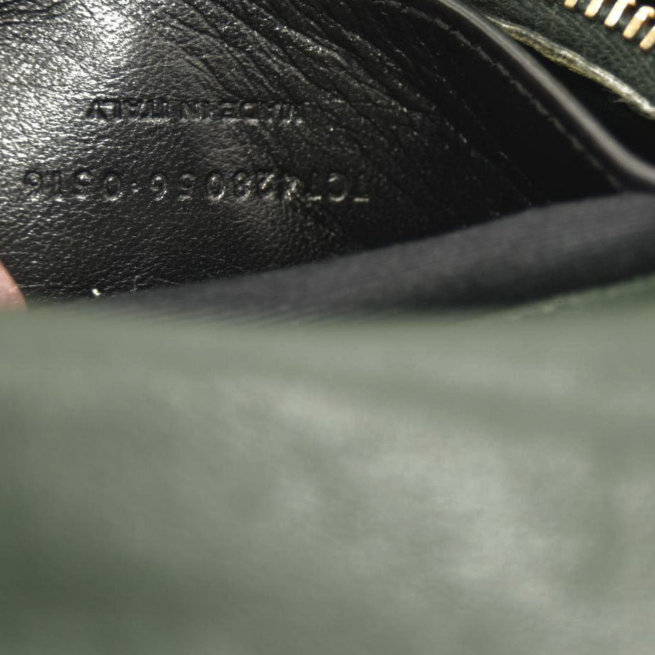 SAINT LAURENT  Sheepskin Matelasse Chevron Monogram Medium College Bag Dark Green