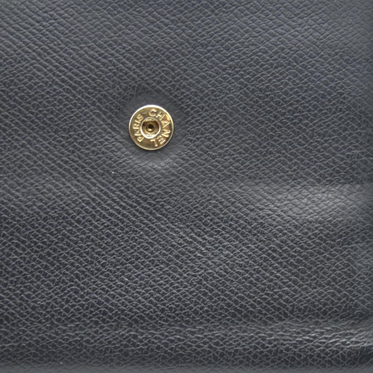 $609 Chanel Black Calfskin Leather Mini Coco Button Trifold Compact Wallet CONSIGNMENT