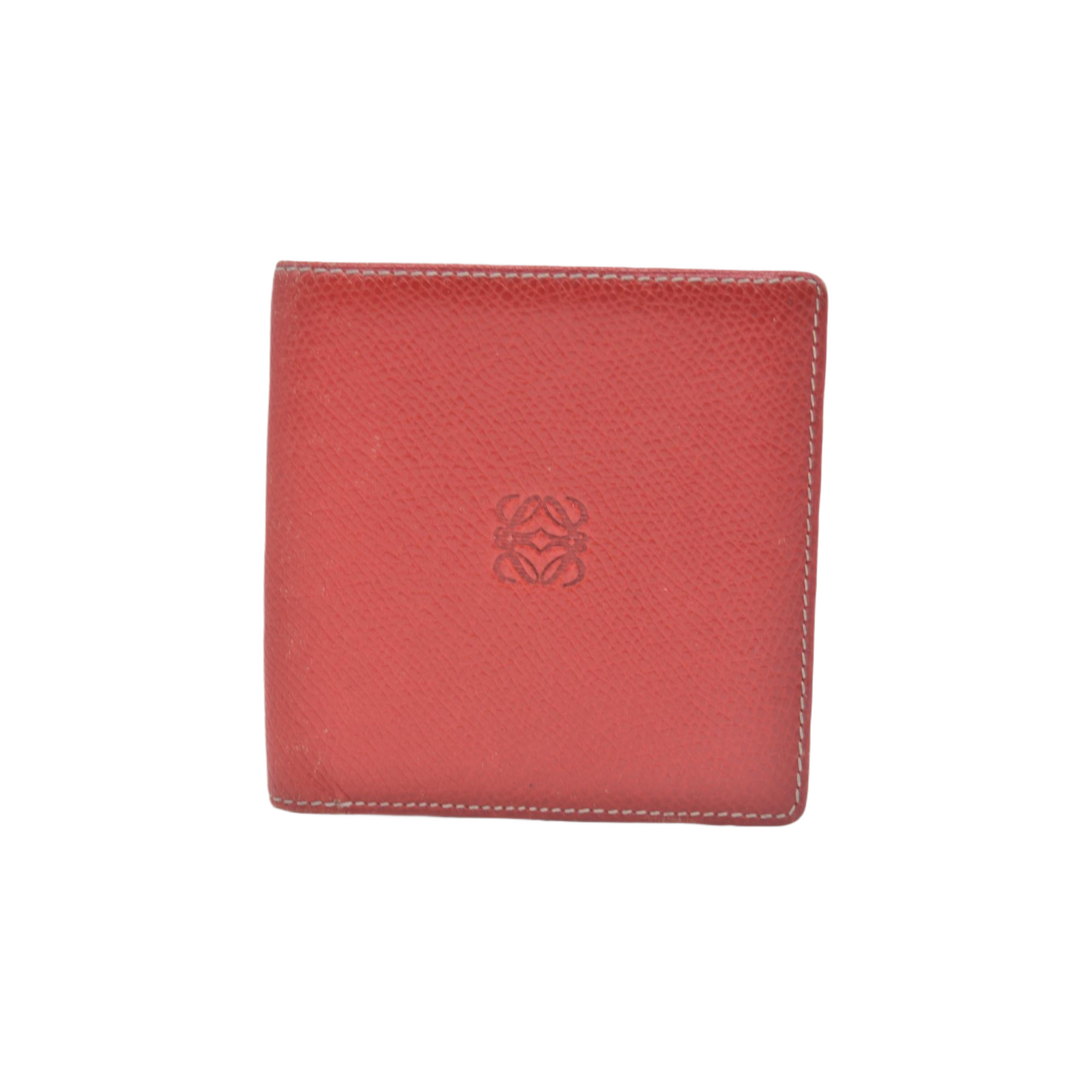 $590 Vintage Loewe Anagram Bifold Wallet Crafted Red CONSIGNMENT