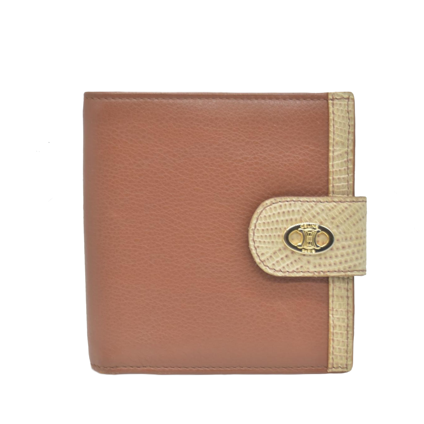 $690 CELINE Triomphe Leather Bifold Compact Wallet CONSIGNMENT