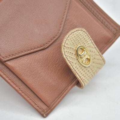 $690 CELINE Triomphe Leather Bifold Compact Wallet CONSIGNMENT