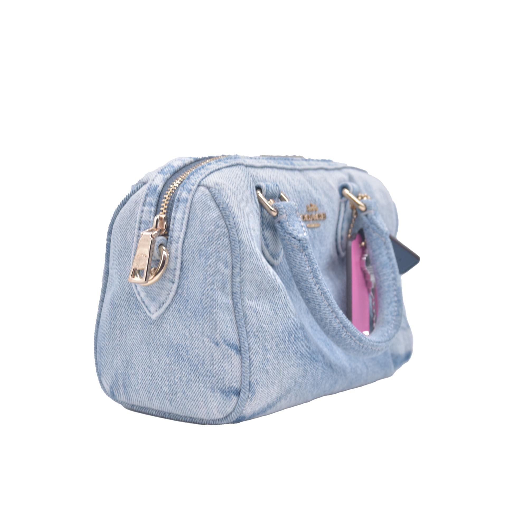 $275 COACH Mini Rowan Crossbody Bag In Loved Denim With Charms CONSIGNMENT