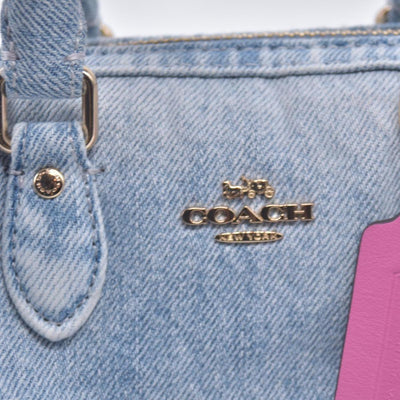 $275 COACH Mini Rowan Crossbody Bag In Loved Denim With Charms CONSIGNMENT